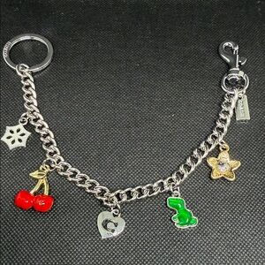 ✅ PRICE IS FIRM ✅ FASHION  Silver Charm Chain  with Red Cherry & Green  Charms